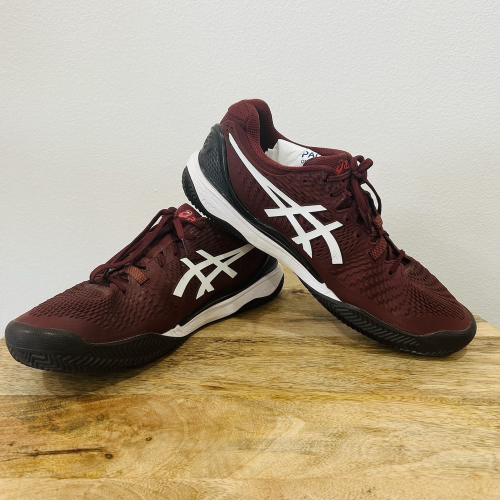 Men's 12 Asics Gel Resolution 9 Clay Tennis Shoes Antique Red EUC 1041A375